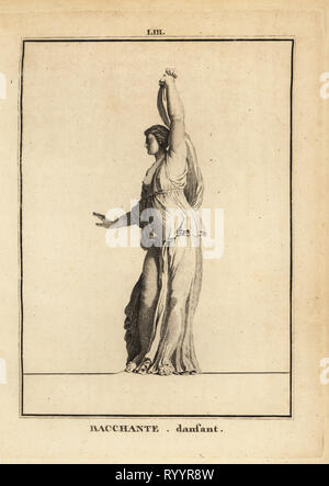 Statue d'une bacchante dansant, adepte du dieu romain du vin Bacchus. La gravure sur cuivre par David Francois-Anne de musée de Florence, ou Collection des pierres Gravees, statues, médailles, Chez F.A. David, Paris, 1787. David (1741-1824) a appelé et gravé les illustrations sur la base de statues romaines, médailles et pierres gravées dans la collection du musée de Florence et le cabinet de curiosités du Grand-duc de Toscane. Banque D'Images