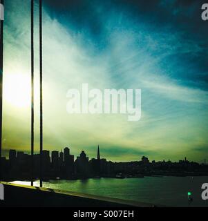 San Francisco depuis le Bay Bridge Banque D'Images