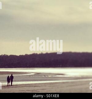 Couple en train de marcher le long de la plage Banque D'Images