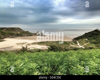 Trois Cliffs Bay sur la péninsule de Gower, au Pays de Galles Banque D'Images