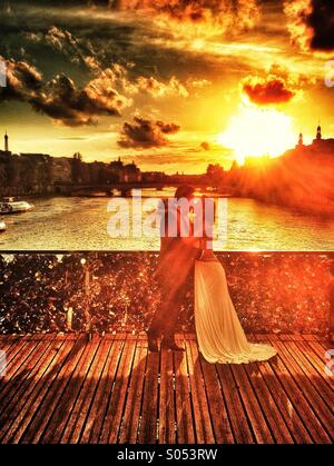 Pont des Arts, Paris Banque D'Images