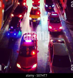 Vue de dessus nuit embouteillage dans tje city Banque D'Images