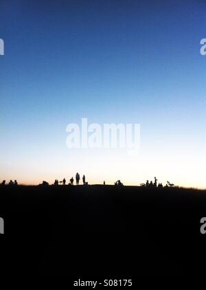 Coucher de soleil sur Hampstead Heath, Londres. Banque D'Images