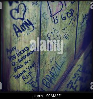 Toilettes porte de l'armoire dans l'Hawley Arms avec graffiti des hommages à Amy Winehouse Banque D'Images