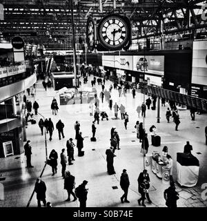 Hall de la gare de Waterloo en noir et blanc Banque D'Images