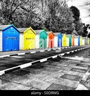 Cabines de plage à Exmouth, Devon Banque D'Images