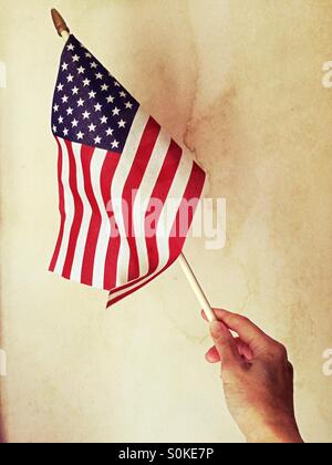 Hand Holding American Flag Banque D'Images