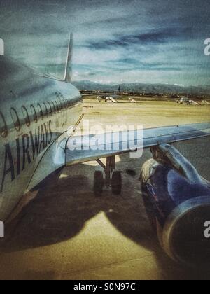 Monter à bord d'un avion Banque D'Images