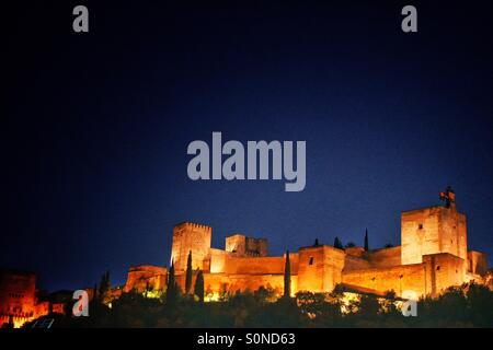 Alhambra, Granada, Espagne. Aperçu de la Plaza de los Carvajales Banque D'Images