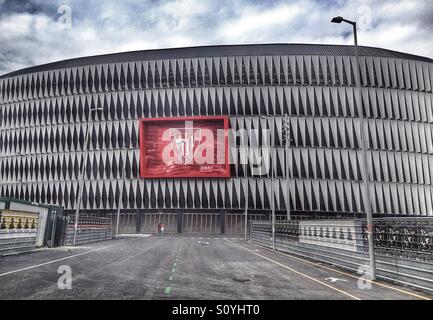 Vue sur le stade de football San Mames à Bilbao, Espagne Banque D'Images