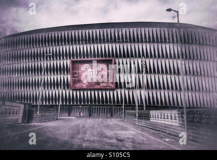 Vue sur le stade de football San Mames à Bilbao, Espagne Banque D'Images