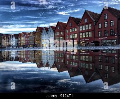 UNESCO World Heritage Site, Bryggen, Allemand warf, Bergen, Norvège Banque D'Images