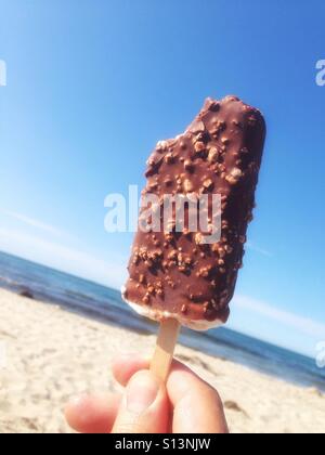 Glace au chocolat glace aux noix sur une journée d'été ensoleillée Banque D'Images