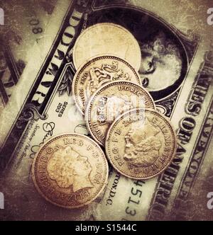 UK Pounds et Dollars Américains Banque D'Images