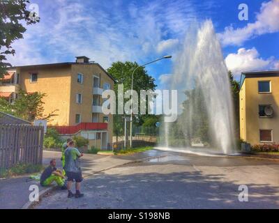 Fuite d'eau spectaculaire de Sätra, Suède. Banque D'Images