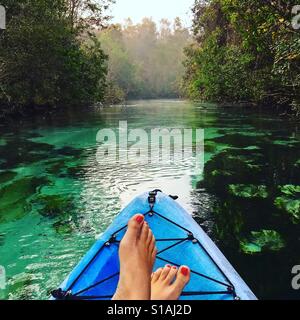 Kayak sur la Weeki Wachee Springs Banque D'Images