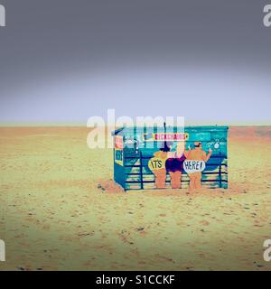 Une cabane de plage peint sur la plage de Great Yarmouth, Norfolk, au Royaume-Uni. Banque D'Images