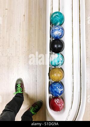 Duckpin bowling dans le Connecticut, USA. Banque D'Images