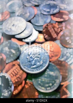 Close up of US coins, USA Banque D'Images