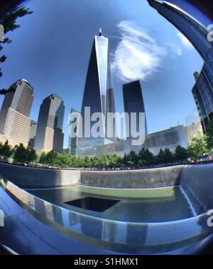 Un commerce mondial et 911 Memorial, NYC, USA Banque D'Images
