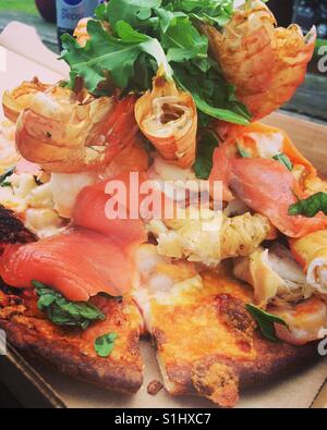 Pizza fruits de mer Banque D'Images