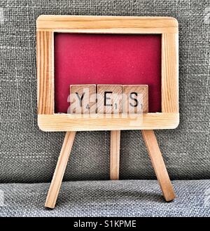 Tableau miniature l'orthographe Oui. Banque D'Images