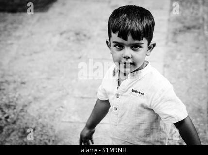 Un réfugié palestinien dans le camp de Aïda, Bethléem, Palestine. Banque D'Images