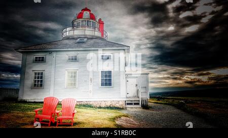 Le phare du cap Spear d'origine (ouvert en 1836), de la presqu'île Avalon, à Terre-Neuve, Canada Banque D'Images