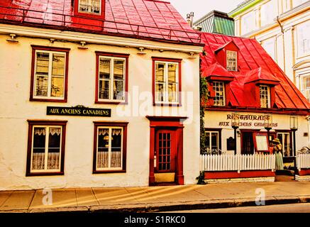 Restaurant Aux anciens Canadiens, Québec, Québec, Canada. Construit en 1675-76 et autrefois connue comme la Maison Jaquet il a été un restaurant depuis 1966. Banque D'Images