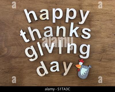 Thanksgiving Day avec des lettres en bois Banque D'Images