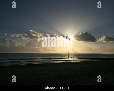 Coucher de soleil pris de boscombe pier, Royaume-Uni. novembre 2017 Banque D'Images