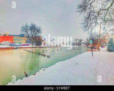 Beau Jour de neige sur le lac Wesley Asbury Park Jersey Shore Banque D'Images