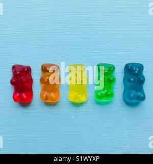 Gummy bears dans l'ordre de l'arc-en-ciel Banque D'Images