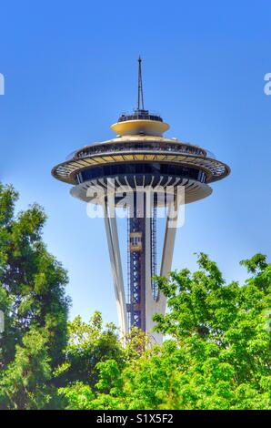 Haut de la Space Needle de Seattle Washington monument Banque D'Images