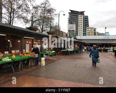 Marché de plein air de Leeds, West Yorkshire Banque D'Images