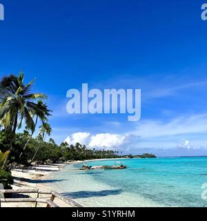 Plage PUBLIQUE DE TEMAE, Moorea, Polynésie Française Banque D'Images