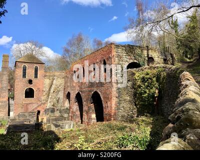 Maison du moteur et les hauts fourneaux, Blists Hill, Ironbridge Gorge, Site du patrimoine mondial, Shropshire, Angleterre Banque D'Images