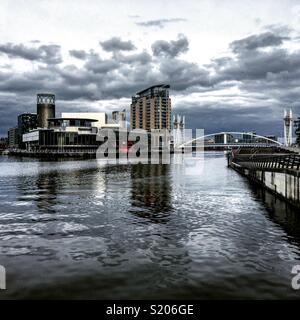 Salford Quays sur une journée grise Banque D'Images