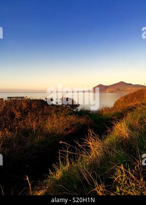 Coucher de soleil sur Morfa Galles Nefyn uk Banque D'Images