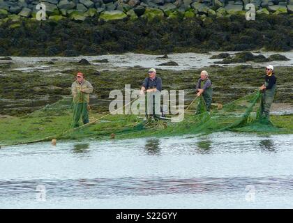 Les pêcheurs de saumons sur la rivière Tweed Banque D'Images