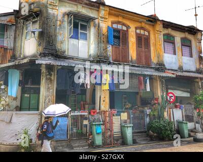 Un quartier dans la ville historique de George Town, Penang, Malaisie. Banque D'Images