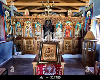 L'lnterior de l'église San Giorgio près de Skala sur l'île grecque de Céphalonie. Il est à côté de la demeure d'un septième siècle temple Banque D'Images