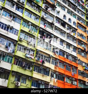 Appartement de style ancien en bloc à Kwa Wan, Kowloon, Hong Kong Banque D'Images