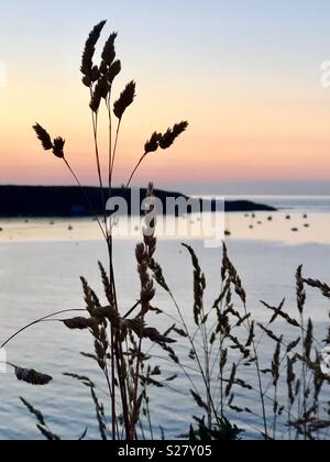 Coucher de soleil sur Morfa galles Nefyn Uk Banque D'Images