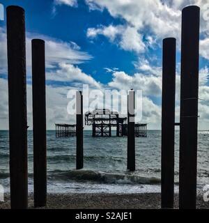 Vestiges de Brighton West Pier. Banque D'Images