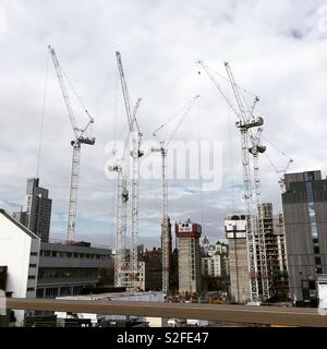 Grues sur un chantier Banque D'Images