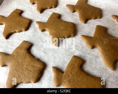 Gingerbread cookies en forme de Texas Banque D'Images