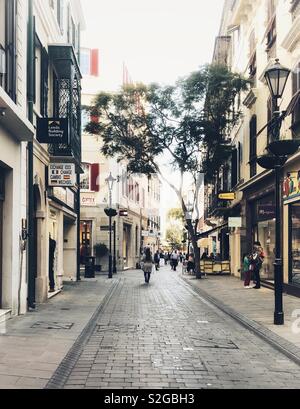 Rue principale à Gibraltar Banque D'Images