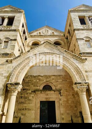 L'église de la Transfiguration sur Mt. Tabor dans le nord d'Israël. Banque D'Images