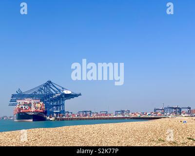 Tina MSC-conteneurs au port de Felixstowe, Suffolk, UK. 29 mars 2019. Banque D'Images